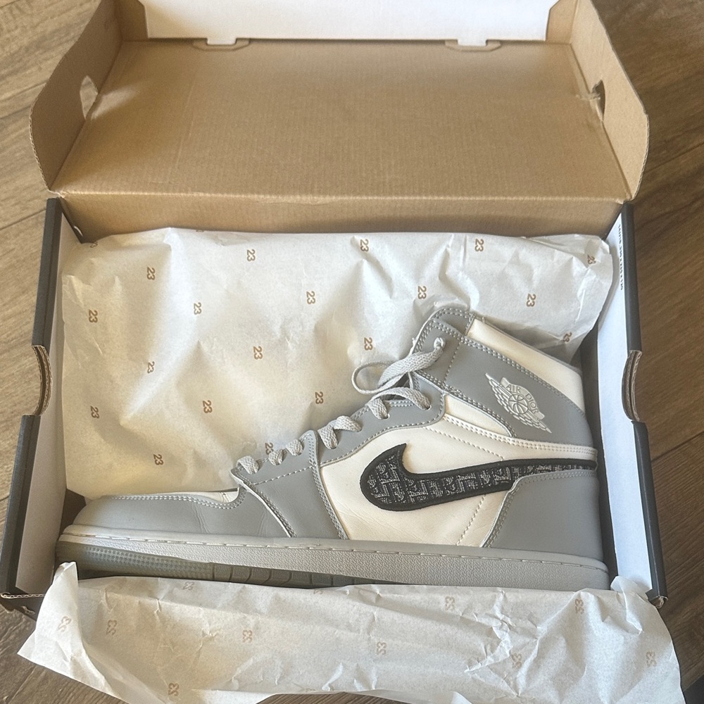 Gray and White Air Jordan Ones